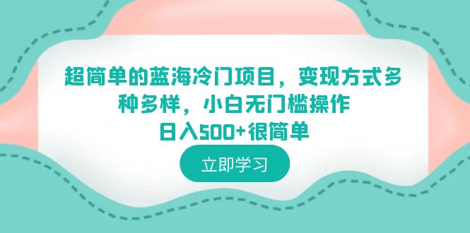 (6422期)超简单的蓝海冷门项目,变现方式多种多样,小白无门槛操作日入500+很简单 (6422期)超简单的蓝海冷门项目,变现方式多种多样,小白无门槛操作日入500+很简单