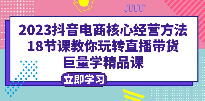 （6309期）2023抖音电商核心经营方法：18节课教你玩转直播带货，巨量学精品课_免费分享网络创业,副业,信息差项目的老牌资源整合平台！金铲子项目