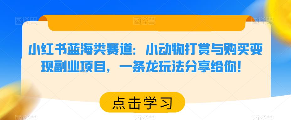 小红书蓝海类赛道：小动物打赏与购买副业项目，一条龙玩法分享给你_免费分享网络创业,副业,信息差项目的老牌资源整合平台！金铲子项目