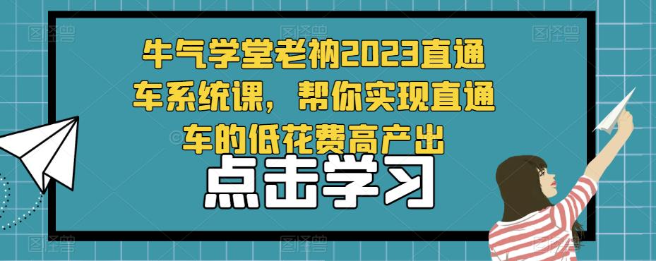 牛气学堂老衲2023直通车系统课，帮你实现直通车的低花费高产出_免费分享网络创业,副业,信息差项目的老牌资源整合平台！金铲子项目