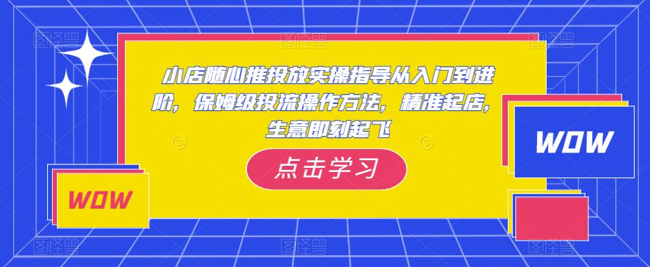 小店随心推投放实操指导从入门到进阶，保姆级投流操作方法，精准起店，生意即刻起飞_免费分享网络创业,副业,信息差项目的老牌资源整合平台！金铲子项目