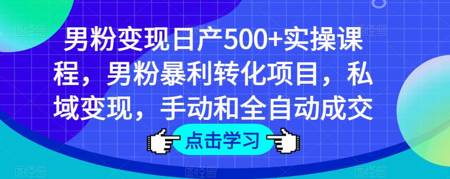 男粉实操课程，男粉暴利转化项目，私域，手动和全自动成交_免费分享网络创业,副业,信息差项目的老牌资源整合平台！金铲子项目