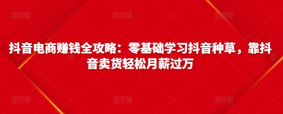 抖音电商赚钱全攻略：零基础学习抖音种草，靠抖音卖货月薪_免费分享网络创业,副业,信息差项目的老牌资源整合平台！金铲子项目