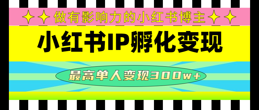 （4612期）某收费培训-小红书IP孵化：做有影响力的小红书博主，最高单人300w_免费分享网络创业,副业,信息差项目的老牌资源整合平台！金铲子项目