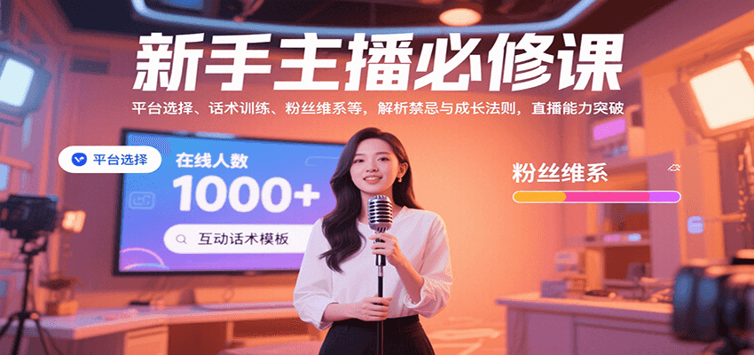 新手主播必修课：平台选择、话术训练、粉丝维系等，解析禁忌与成长法则，突破直播能力_免费分享网络创业,副业,信息差项目的老牌资源整合平台！金铲子项目