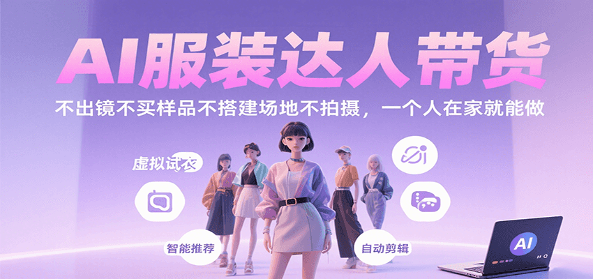 AI服装达人带货，不出镜不买样品不搭建场地不拍摄，一个人在家就能做_免费分享网络创业,副业,信息差项目的老牌资源整合平台！金铲子项目
