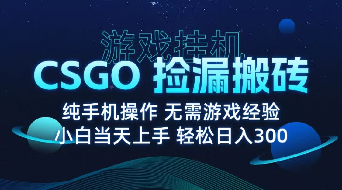 9月最新游戏搬砖，CSGO纯挂机，不需要玩游戏，实现真挂机，_免费分享网络创业,副业,信息差项目的老牌资源整合平台！金铲子项目