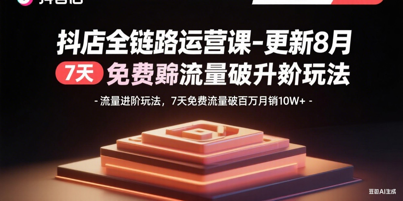 （15918期）抖店全链路运营课-更新8月：流量进阶玩法，7天免费流量破百万_免费分享网络创业,副业,信息差项目的老牌资源整合平台！金铲子项目