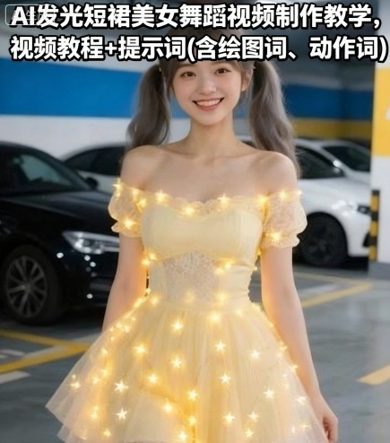 AI发光短裙美女舞蹈视频制作教学，视频教程提示词(含绘图词、动作词)_免费分享网络创业,副业,信息差项目的老牌资源整合平台！金铲子项目