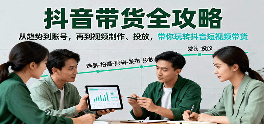 抖音带货全攻略：从趋势到账号，再到视频制作、投放，带你玩转抖音短视频带货_免费分享网络创业,副业,信息差项目的老牌资源整合平台！金铲子项目