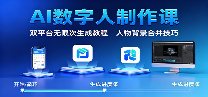 AI数字人制作课：双平台无限次生成教程，人物背景合并技巧_免费分享网络创业,副业,信息差项目的老牌资源整合平台！金铲子项目