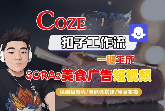 Coze扣子智能体工作流一键生成“SORA2美食广告“短视频，全流程保姆级教学_免费分享网络创业,副业,信息差项目的老牌资源整合平台！金铲子项目