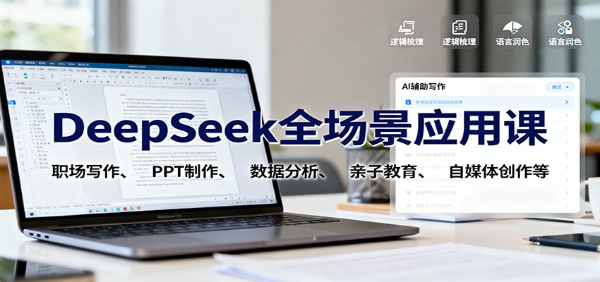 DeepSeek全场景应用课：职场写作、PPT制作、数据分析、亲子教育、自媒体创作等_免费分享网络创业,副业,信息差项目的老牌资源整合平台！金铲子项目