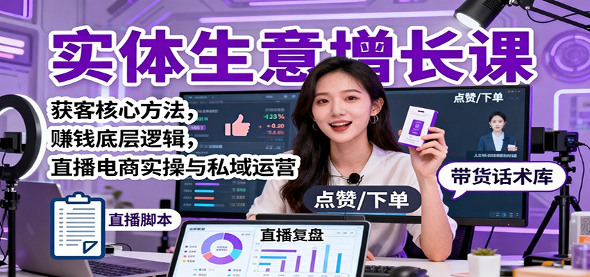 实体生意增长课：获客核心方法，赚钱底层逻辑，直播电商实操与私域运营_免费分享网络创业,副业,信息差项目的老牌资源整合平台！金铲子项目