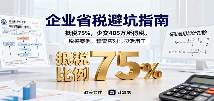 企业省税避坑指南：抵税75%，少交405万所得税，税筹案例，稽查应对与灵活用工_免费分享网络创业,副业,信息差项目的老牌资源整合平台！金铲子项目