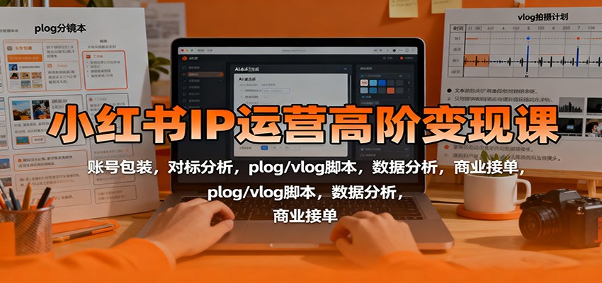 小红书IP运营高阶课：账号包装，对标分析，plog/vlog脚本，数据分析，商业接单_免费分享网络创业,副业,信息差项目的老牌资源整合平台！金铲子项目