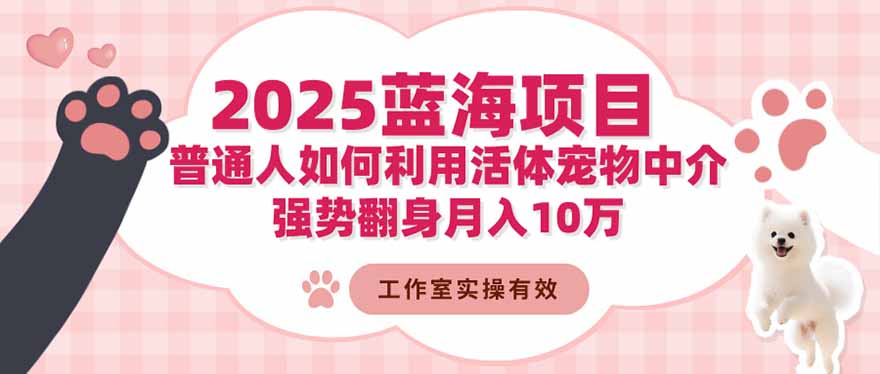 （16489期）2025蓝海项目：普通人如何利用活体宠物中介，强势翻身10万_免费分享网络创业,副业,信息差项目的老牌资源整合平台！金铲子项目
