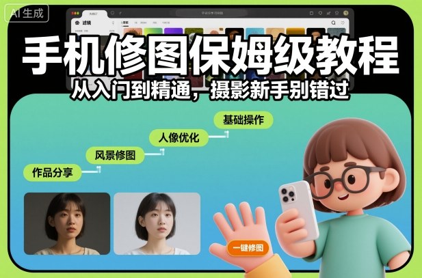 手机修图保姆级教程，从入门到精通，摄影新手别错过_免费分享网络创业,副业,信息差项目的老牌资源整合平台！金铲子项目