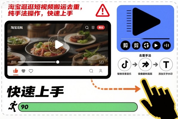 淘宝逛逛短视频搬运去重，纯手法操作，快速上手_免费分享网络创业,副业,信息差项目的老牌资源整合平台！金铲子项目