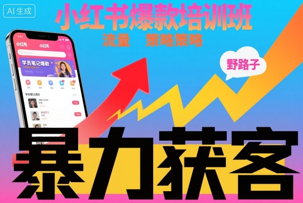 小红书爆款培训班，小红书获客野路子流量打法，暴力持续获客_免费分享网络创业,副业,信息差项目的老牌资源整合平台！金铲子项目