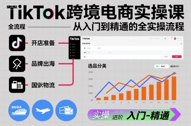 TikTok跨境电商实操课，从入门到精通的全实操流程_免费分享网络创业,副业,信息差项目的老牌资源整合平台！金铲子项目