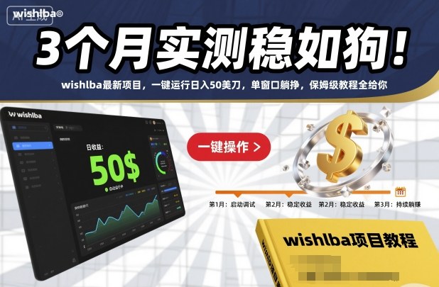 3个月实测稳如狗wishlba最新项目，一键运行美刀，单窗口躺挣，保姆级教程全给你_免费分享网络创业,副业,信息差项目的老牌资源整合平台！金铲子项目