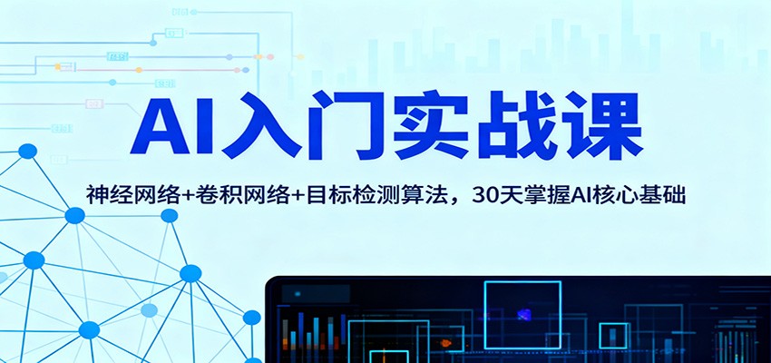 AI入门实战课：神经网络卷积网络目标检测算法，30天掌握AI核心基础_免费分享网络创业,副业,信息差项目的老牌资源整合平台！金铲子项目