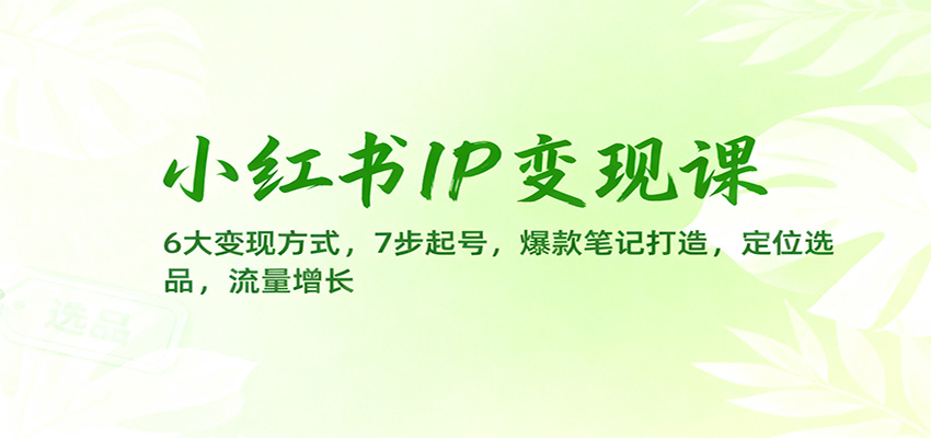 小红书IP课：6大方式，7步起号，爆款笔记打造，定位选品，流量增长_免费分享网络创业,副业,信息差项目的老牌资源整合平台！金铲子项目