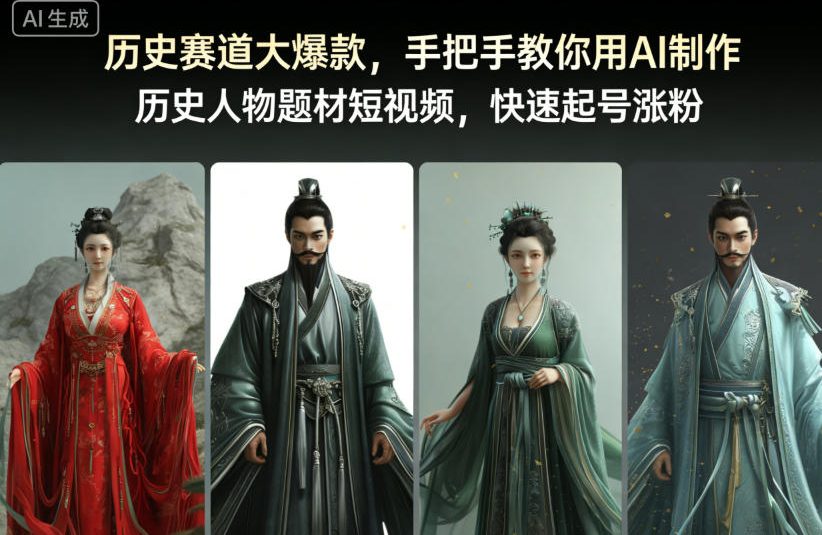 历史赛道大爆款，手把手教你用AI制作历史人物题材短视频，快速起号涨粉_免费分享网络创业,副业,信息差项目的老牌资源整合平台！金铲子项目