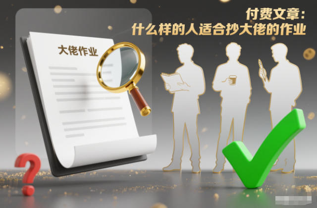 付费文章：什么样的人适合抄大佬的作业？_免费分享网络创业,副业,信息差项目的老牌资源整合平台！金铲子项目