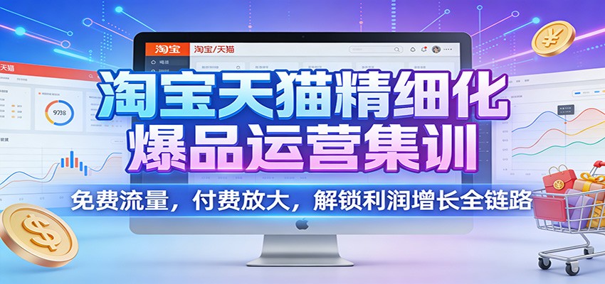淘宝天猫精细化爆品运营集训：免费流量，付费放大，解锁利润增长全链路_免费分享网络创业,副业,信息差项目的老牌资源整合平台！金铲子项目