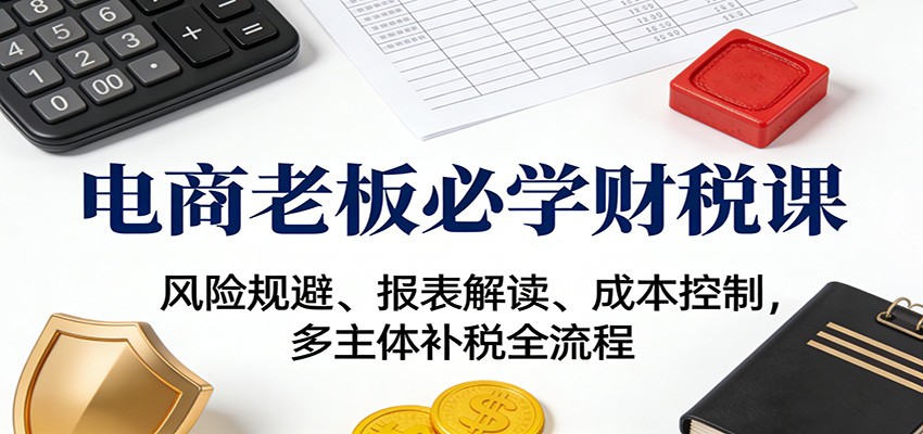 电商老板必学财税课：风险规避、报表解读、成本控制，多主体补税全流程_免费分享网络创业,副业,信息差项目的老牌资源整合平台！金铲子项目