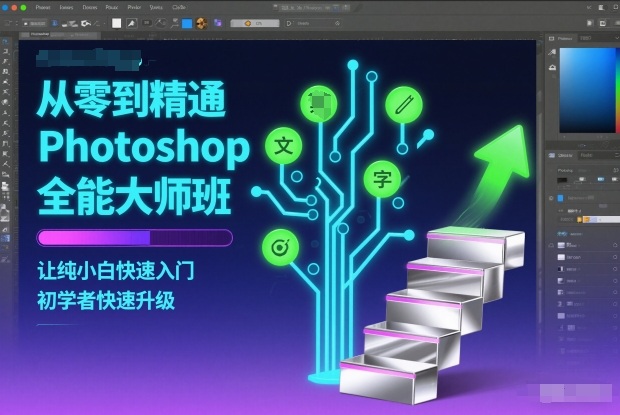 从零到精通Photoshop全能大师班，让纯小白快速入门，初学者快速升级_免费分享网络创业,副业,信息差项目的老牌资源整合平台！金铲子项目