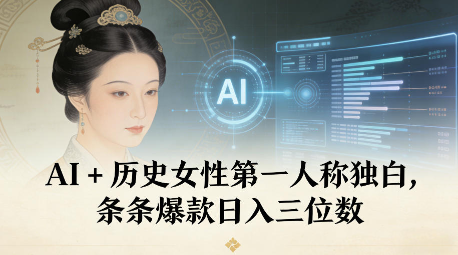 AI历史女性第一人称独白，条条爆款三位数_免费分享网络创业,副业,信息差项目的老牌资源整合平台！金铲子项目