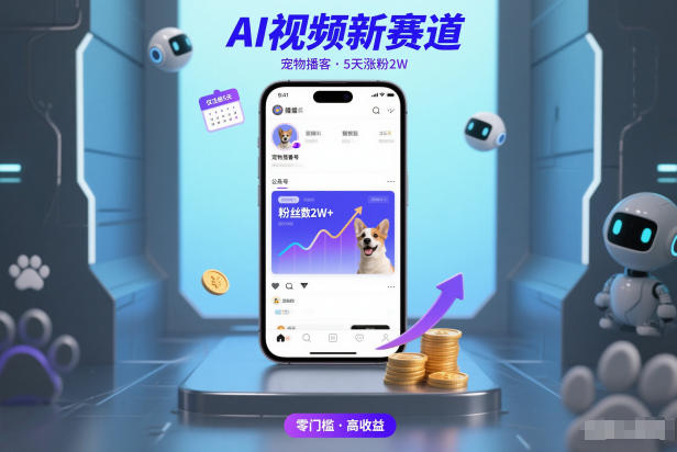 AI视频新赛道，宠物播客仅注册5天涨粉，非常可观_免费分享网络创业,副业,信息差项目的老牌资源整合平台！金铲子项目