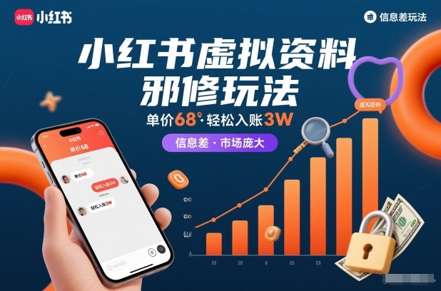小红书虚拟资料邪修玩法，单价68，入账，信息差玩法，市场庞大_免费分享网络创业,副业,信息差项目的老牌资源整合平台！金铲子项目