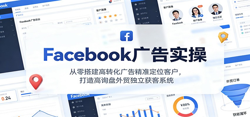 Facebook广告实操，从零搭建高转化广告精准定位客户，打造高询盘外贸独立获客系统_免费分享网络创业,副业,信息差项目的老牌资源整合平台！金铲子项目