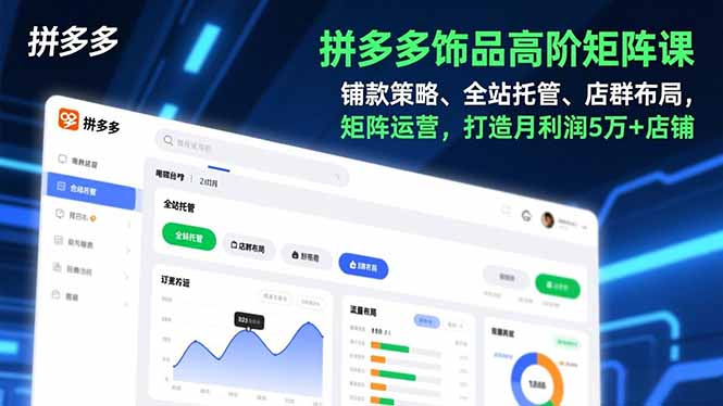 （16915期）拼多多饰品高阶矩阵课，铺款策略、全站托管、店群布局，矩阵运营，打造月利润5万+店铺_免费分享网络创业,副业,信息差项目的老牌资源整合平台！金铲子项目