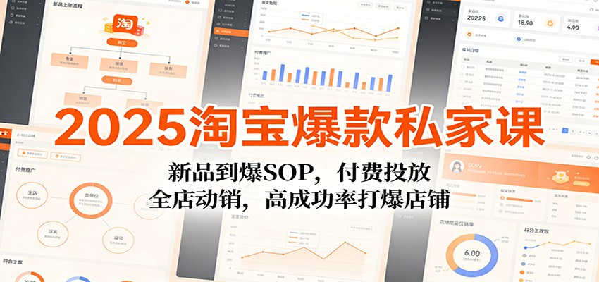 2025淘宝爆款私家课：新品到爆SOP，付费投放，全店动销，高成功率打爆店铺_免费分享网络创业,副业,信息差项目的老牌资源整合平台！金铲子项目