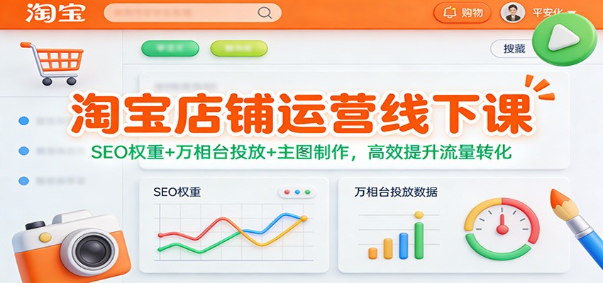 淘宝店铺运营线下课：SEO权重+万相台投放+主图制作，高效提升流量转化_免费分享网络创业,副业,信息差项目的老牌资源整合平台！金铲子项目