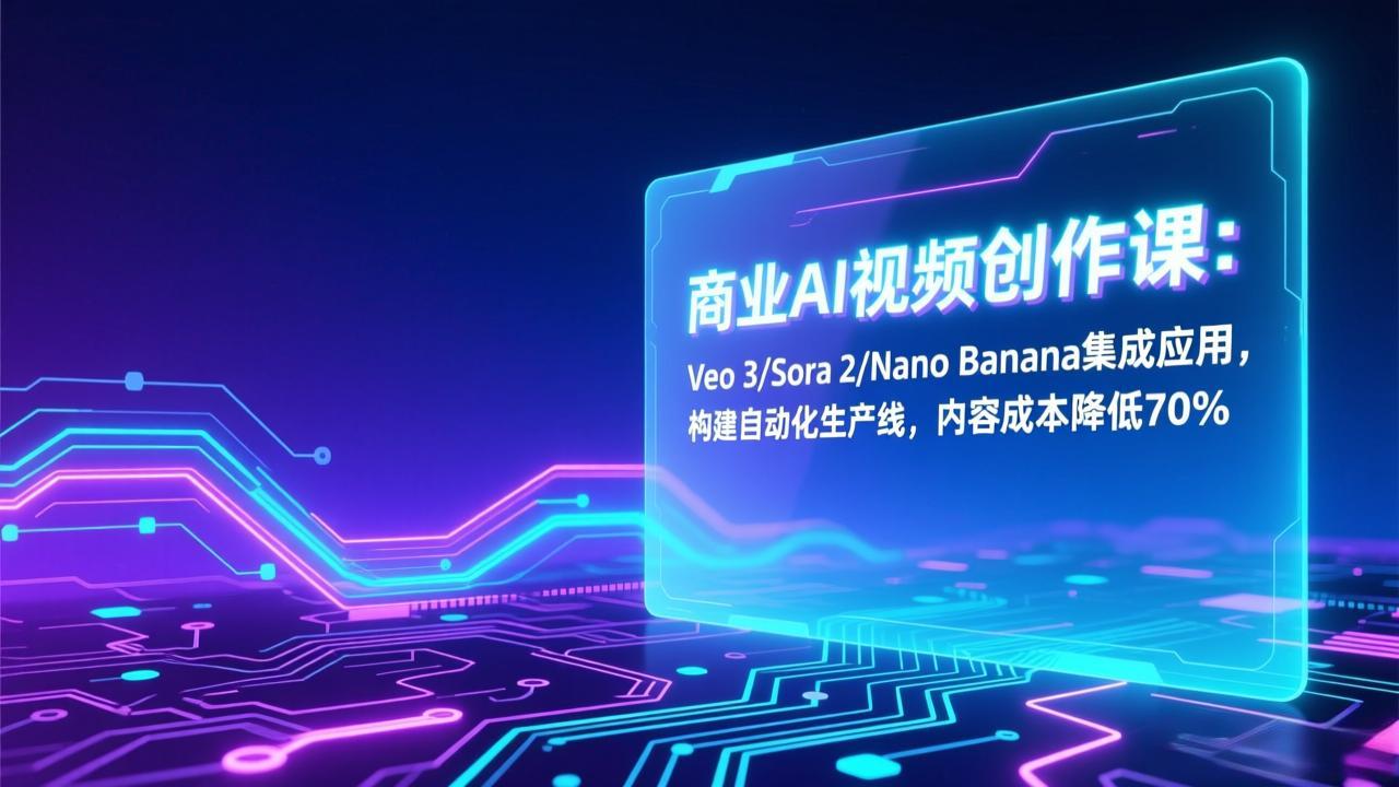 （17070期）商业AI视频创作课：Veo3/Sora2/NanoBanana集成应用，构建自动化生产线，内容成本降低70%_免费分享网络创业,副业,信息差项目的老牌资源整合平台！金铲子项目