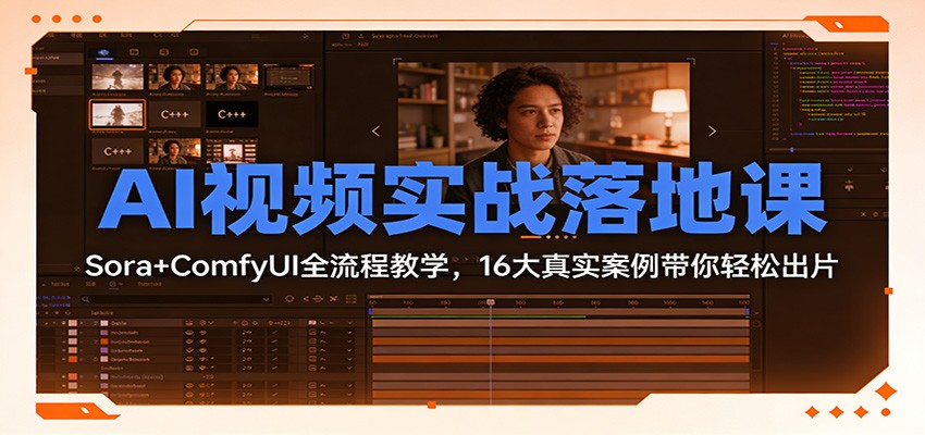 AI视频实战落地课：SoraComfyUI全流程教学，16大真实案例带你出片_免费分享网络创业,副业,信息差项目的老牌资源整合平台！金铲子项目