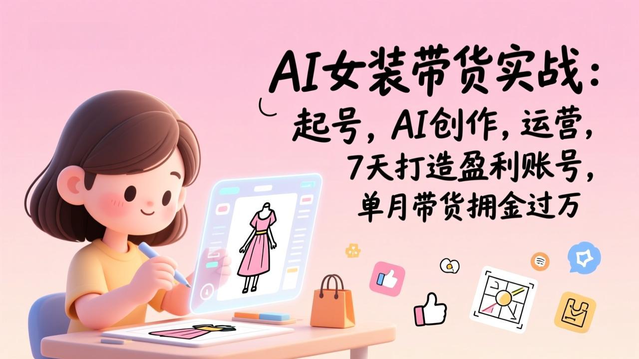 （17088期）AI女装带货实战：起号，AI创作，运营，7天打造盈利账号，单月带货佣金_免费分享网络创业,副业,信息差项目的老牌资源整合平台！金铲子项目