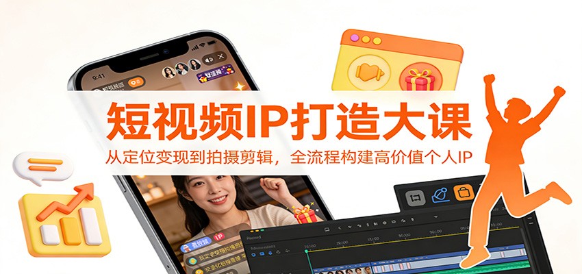 短视频IP打造大课：从定位变现到拍摄剪辑，全流程构建高价值个人IP_免费分享网络创业,副业,信息差项目的老牌资源整合平台！金铲子项目