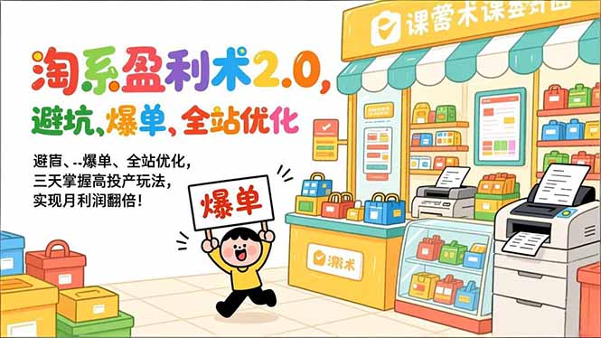 （17127期）淘系盈利术2.0，避坑、爆单、全站优化，三天掌握高投产玩法，实现月利润翻倍_免费分享网络创业,副业,信息差项目的老牌资源整合平台！金铲子项目