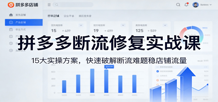 拼多多断流修复实战课：15大实操方案，快速破解断流难题稳店铺流量_免费分享网络创业,副业,信息差项目的老牌资源整合平台！金铲子项目