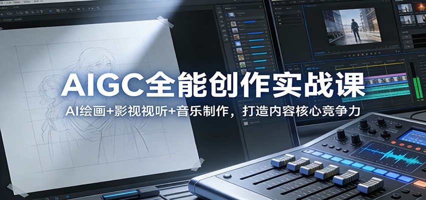 AIGC全能创作实战课：AI绘画影视视听音乐制作，打造内容核心竞争力_免费分享网络创业,副业,信息差项目的老牌资源整合平台！金铲子项目
