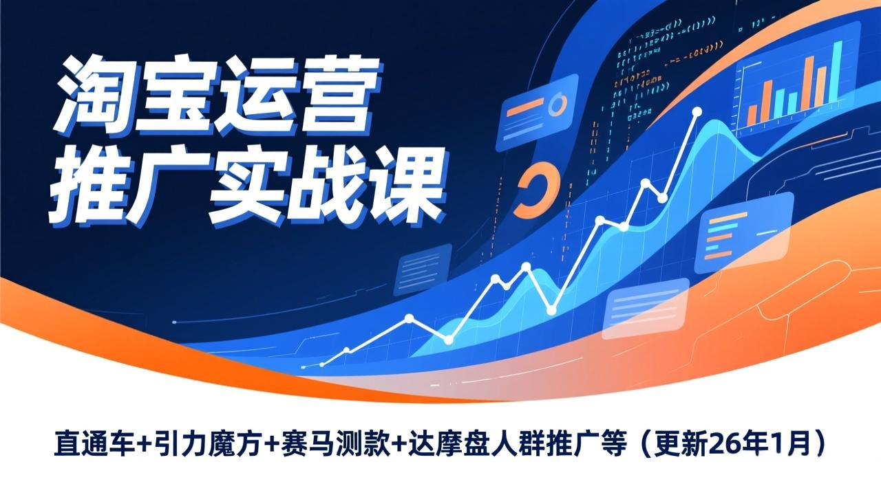 （17200期）淘宝运营推广实战课，直通车引力魔方赛马测款达摩盘人群推广等（更新26年1月）_免费分享网络创业,副业,信息差项目的老牌资源整合平台！金铲子项目