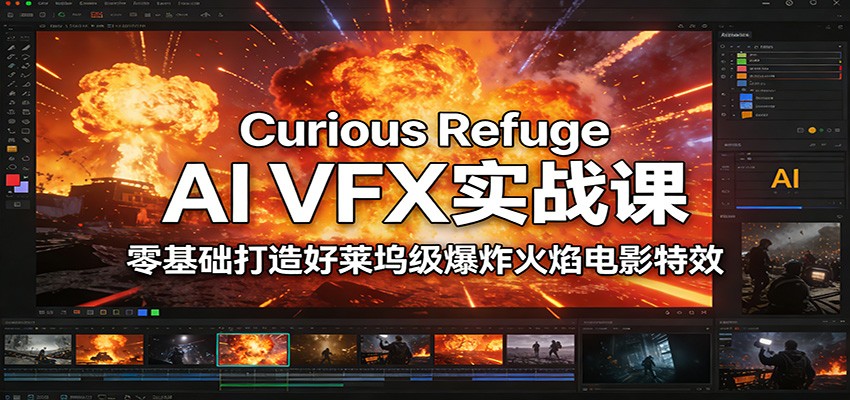 Curious Refuge AI VFX实战课，零基础打造好莱坞级爆炸火焰电影特效_免费分享网络创业,副业,信息差项目的老牌资源整合平台！金铲子项目