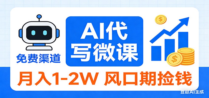 2026告别打工！AI 代写微课，提供免费渠道，月入 1-2W 风口期捡钱_免费分享网络创业,副业,信息差项目的老牌资源整合平台！金铲子项目